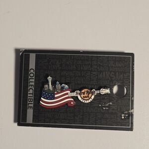 Hard Rock Cafe American Flag Guitar Pin (Seattle) *Extremly Rare Collectable*